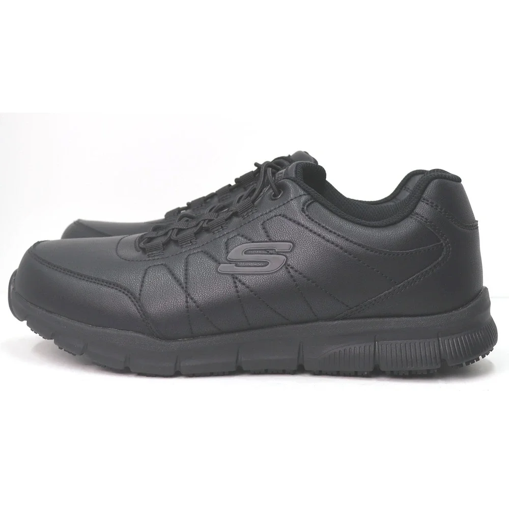 Skechers Work Shoes Mens 10.5 Black Wide Fit Slip Resistant 200272W EH Safety